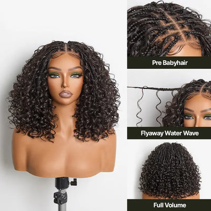 ✨13x6 HD Lace Wig Glueless Wear & Go 12” Boho Braids Water Wave Pre-Cut Lace Wig – Premium Fiber, Beginner Friendly