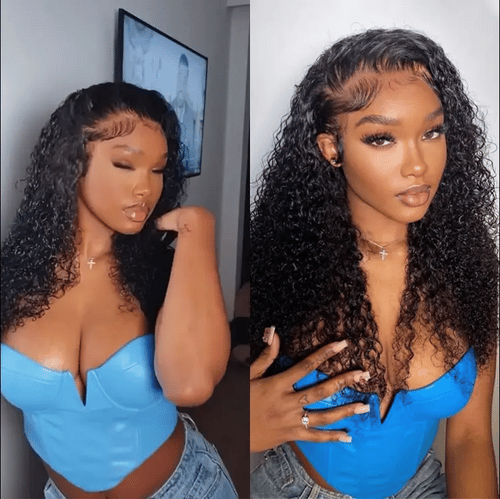 Luvme Hair PreMax water wave glueless lace front wig with curly 13x4 frontal, pre-cut lace, and flexible drawstring for a natural fit.