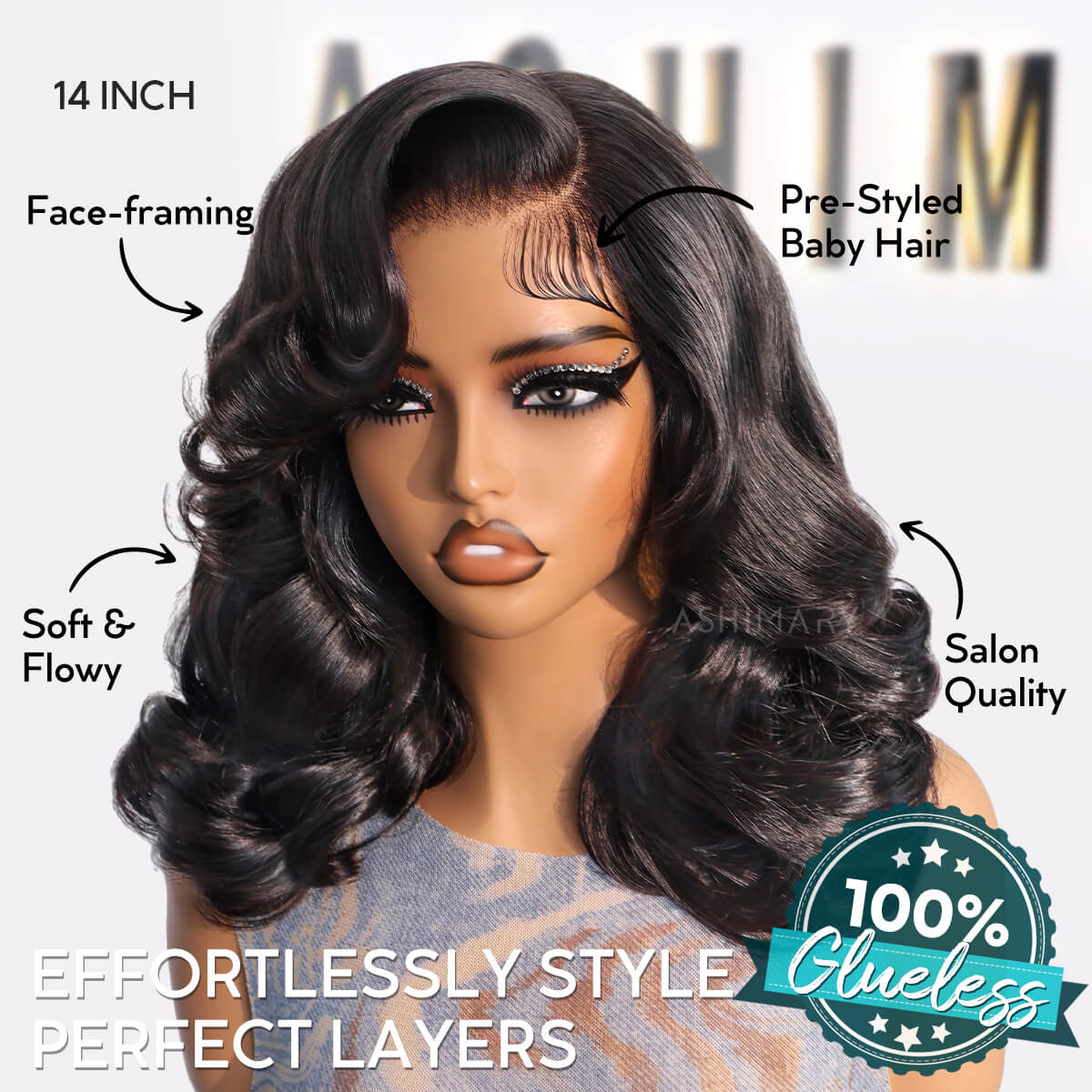 Transparent lace wavy wig, ready to wear