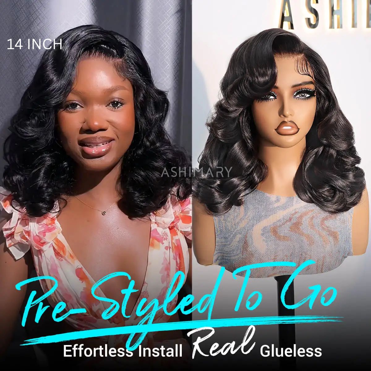 Transparent lace wavy wig, ready to wear